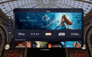 A GIF showing the Disney Plus interface with the Apple Vision Pro.