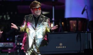 Elton John making his retirement from live performance by headlining Glastonbury, 25 June 2023.