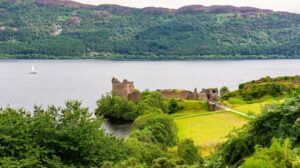 Medieval Urquhart Castle on the shore of Loch Ness