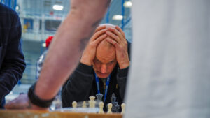 Hollywood actor Woody Harrelson looks defeated as he plays chess at HMP Wormwood Scrubs