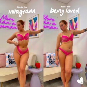 An influencer who promotes body positivity and self-love revealed two very different images of herself
