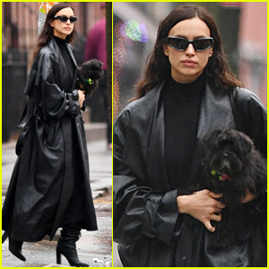 Irina Shayk Goes for Morning Walk with Her Puppy in NYC