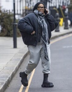 Janet Jackson wore a pair of three inch boots as she was spotted driving in London