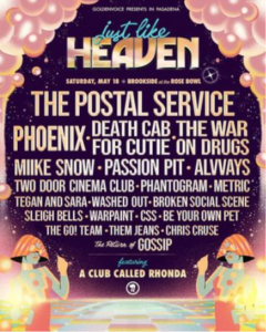 Just Like Heaven 2024 Lineup The Postal Service Phoenix The War on Drugs and More