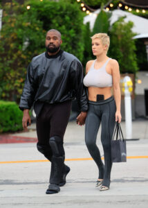 Kanye West and Bianca Censori pictured during their public outing in May 2023