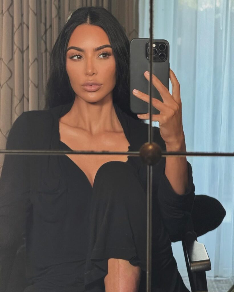 Kim Kardashian shared a new selfie, drawing criticism