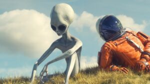alien and astronaut