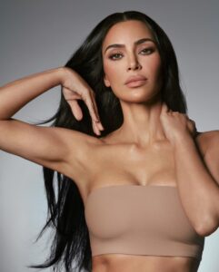 Kim  posed in a beige bra for a SKKN ad