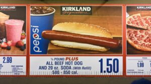 Costco hot dog on food court sign