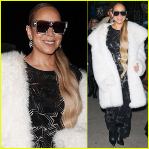 Mariah Carey Bundles Up in White Fur Coat for Night Out in Aspen