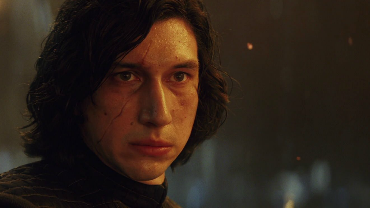 Kylo Ren without his mask in The Last Jedi