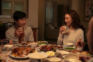 The Brothers Sun. (L to R) Sam Song Li as Bruce Sun, Michelle Yeoh as Mama Sun in episode 104 of The Brothers Sun. Cr. James Clark/Netflix © 2023