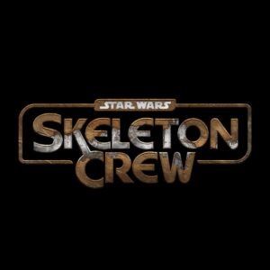 The words Star Wars Skeleton Crew in a brown and silver logo treatment