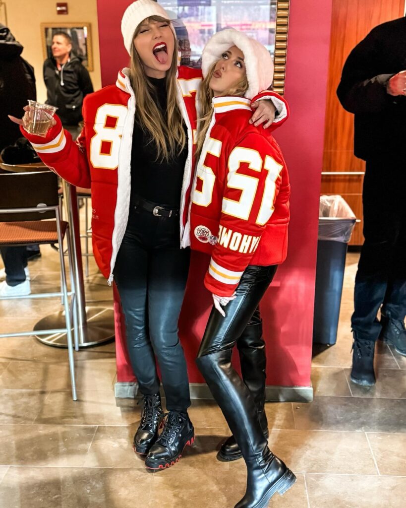 Taylor Swift and Brittany Mahomes were seen rocking matching Kansas City Chiefs jackets in a new set of photos