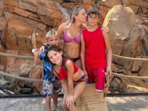Teen Mom Mackenzie McKee shows off her abs in bikini with her kids at Aquatica Water Park in Orlando, Florida