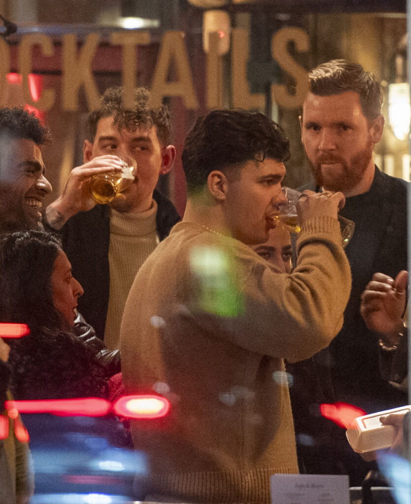 Harry Clark was joined by the rest of The Traitors castmates for a well-deserved pint