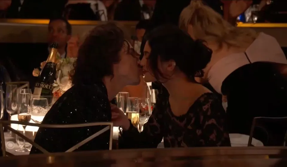 Timothee and Kylie shared a kiss at the Golden Globes
