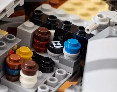 A stock photo of the interior of the 25th anniversary edition of the Lego Millenium Falcon