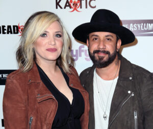 Musician AJ McLean and his wife Rochelle DeAnna McLean attend the premiere of Syfy’s “Dead 7” at Harmony Gold on April 1, 2016, in Los Angeles, California