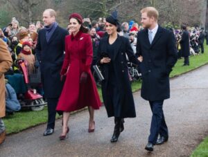 Prince William, Kate Middleton, Meghan Markle, and Prince Harry in Sandringham on Dec. 25, 2018