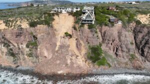 Ocean mansion overlooking site of landslide in Dana Point California