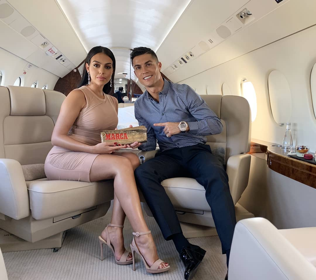 Georgina travels almost exclusively by private jet