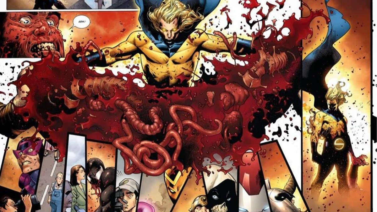Sentry kills Ares, the Greek god of war, in the event comic Siege.