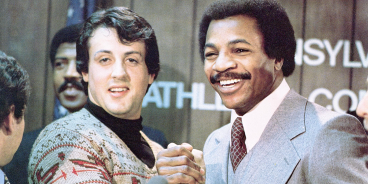 Sylvester Stallone, John G. Avildsen, and Carl Weathers at an event for Rocky (1976)