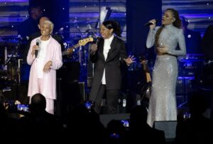 Dionne Warwick, Gladys Knight and Andra Day perform during the 66th Grammy Awards Pre-Grammy Gala.