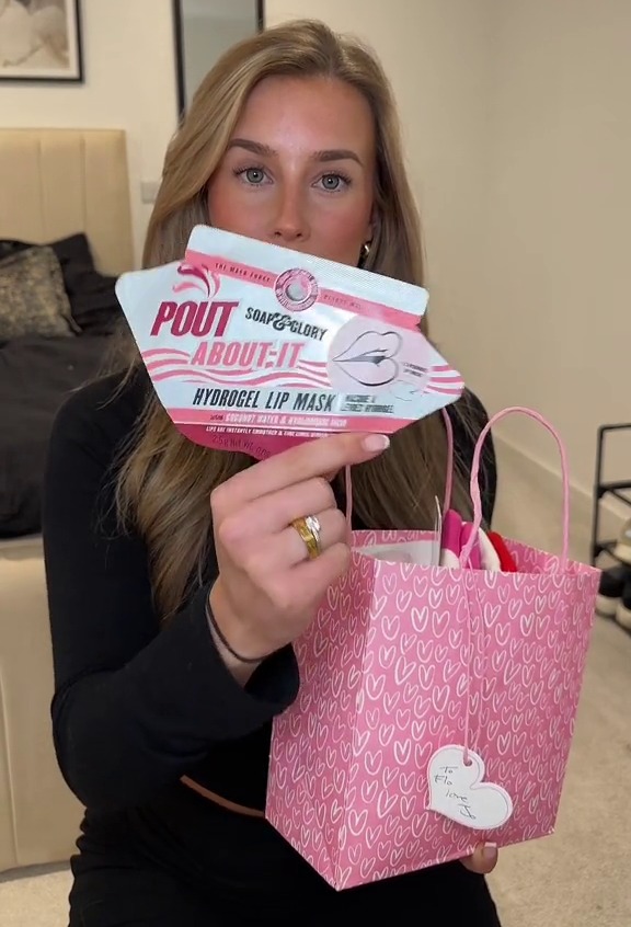 The content creator gushed over the adorable lip mask she received
