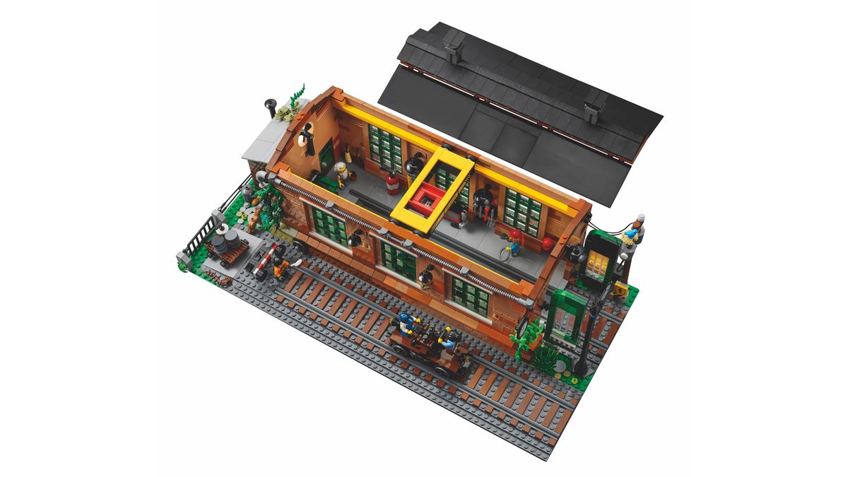 A stock photo detailing the interior of the Bricklink Lego Train Shed