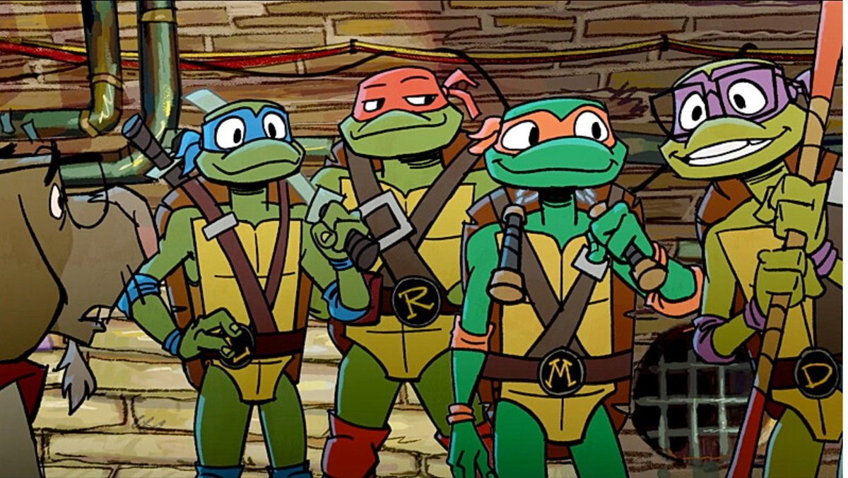 The Teenage Mutant Ninja Turtles, as they appear in the Tales of the Teenage Mutant Ninja Turtles 2D animated series. 