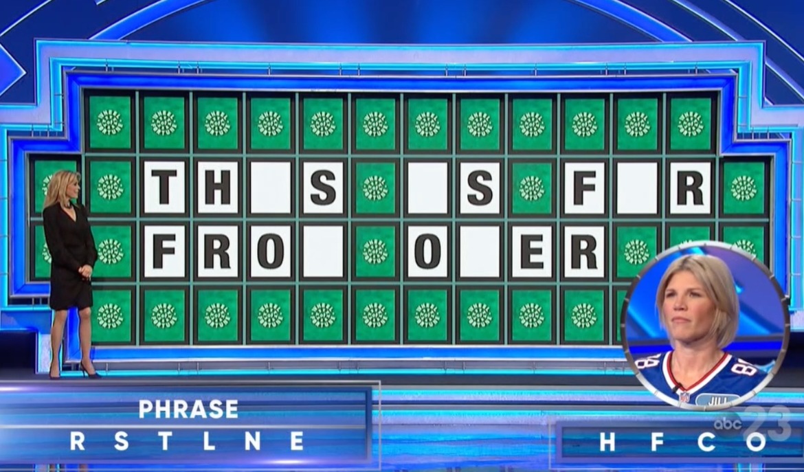 Jill aced the bonus puzzle as This Is Far From Over with a savvy 'O' letter pick