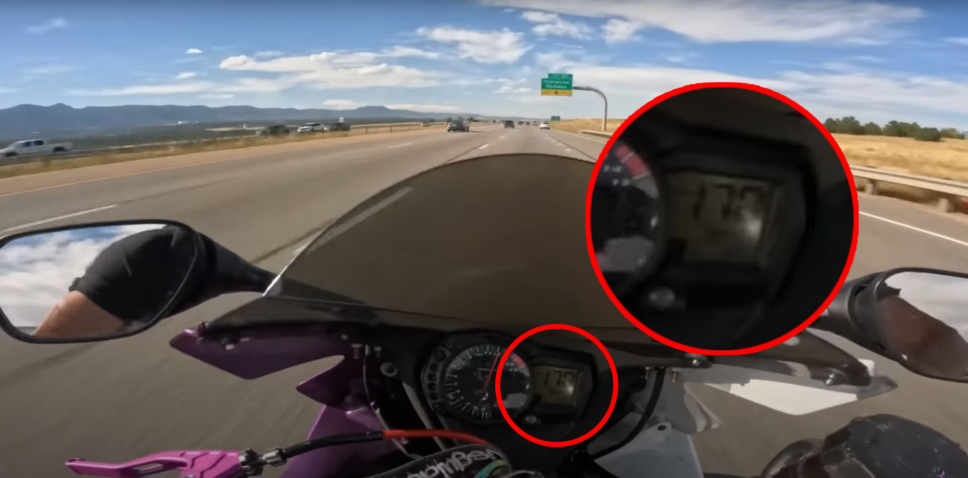 Heartstopping footage showed him riding his bike at speeds of 175mph