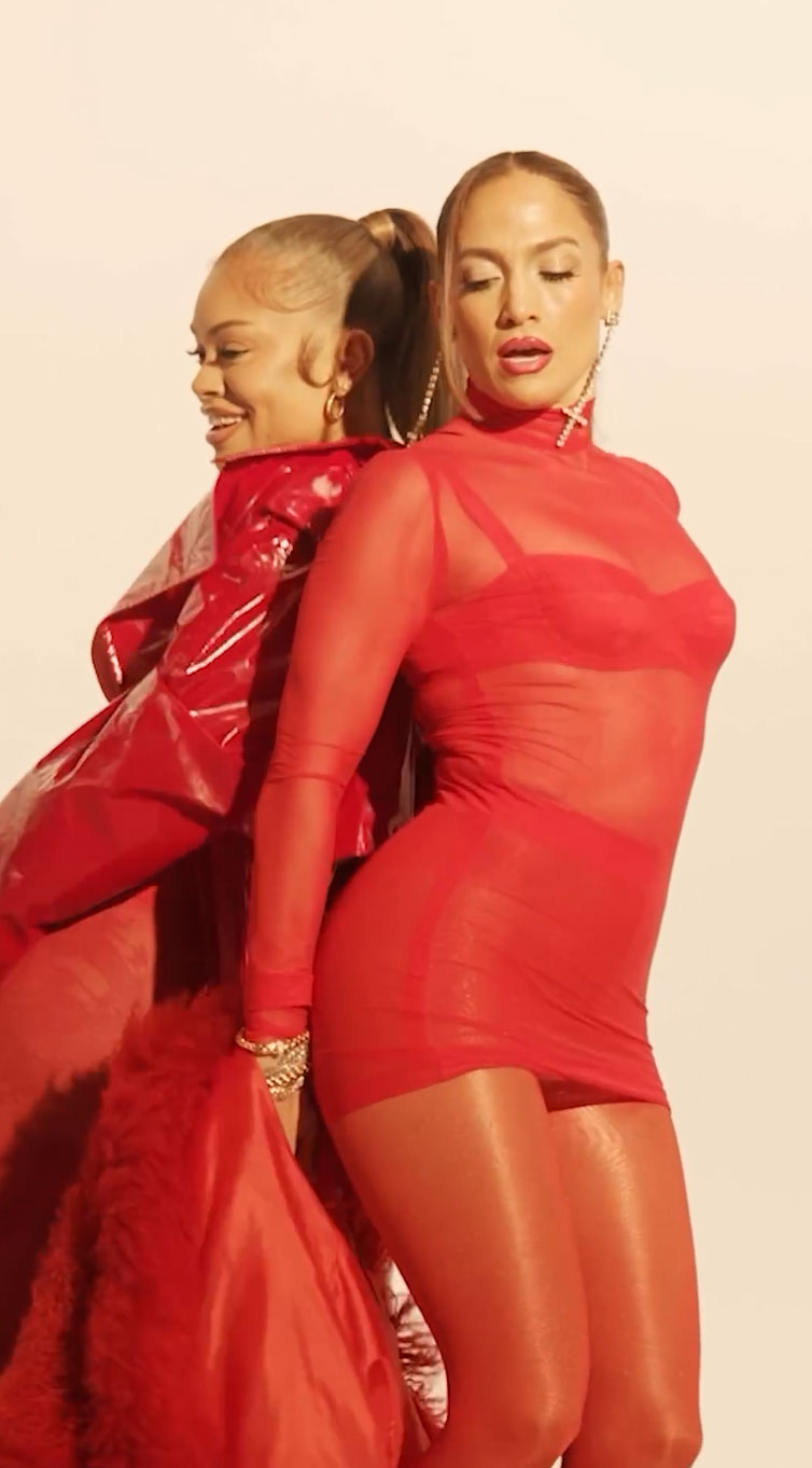 In the video, Jennifer and  Latto were captured dancing beside each other in matching, all-red outfits