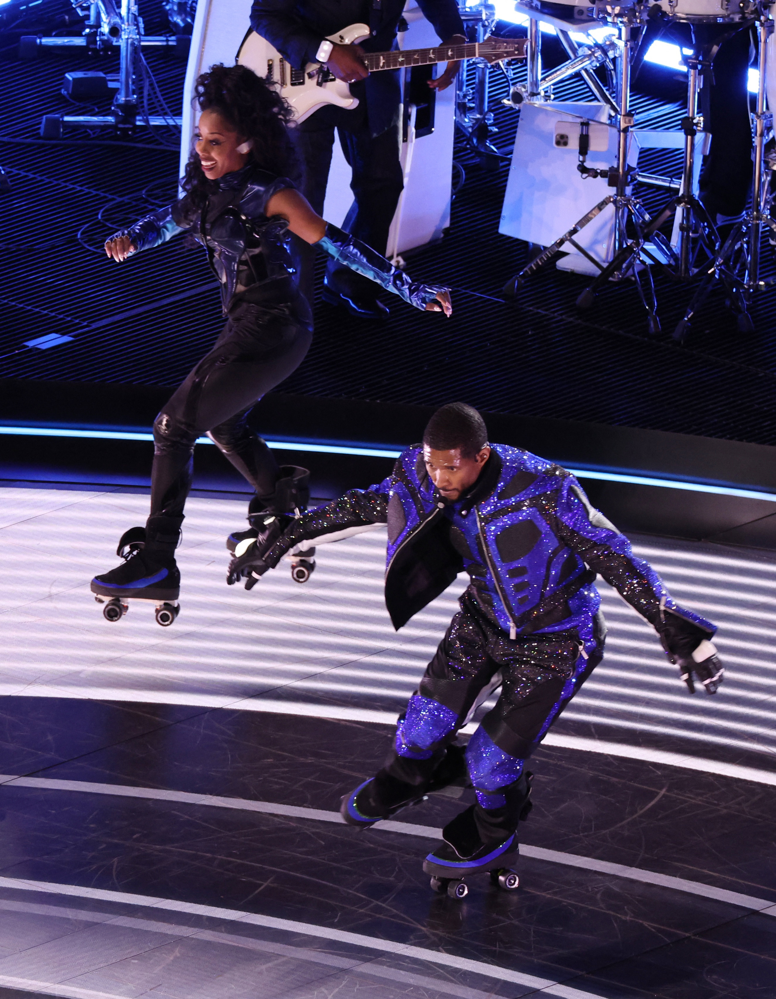 Fans caught a moment where Usher almost fell while riding on roller skates