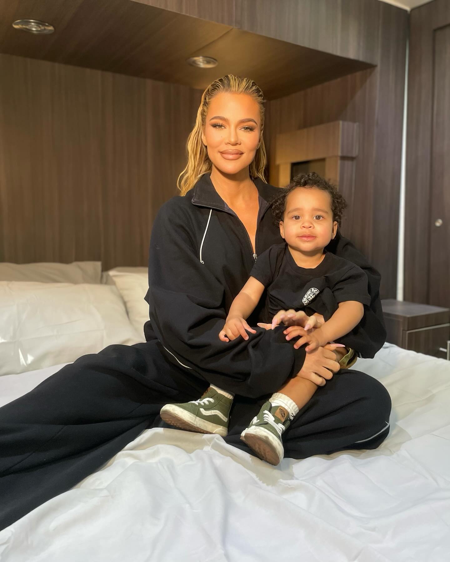 Khloe posed with her son Tatum for a sweet photo