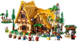 LEGO's Snow White and the Seven Dwarves Cottage set open and fully built