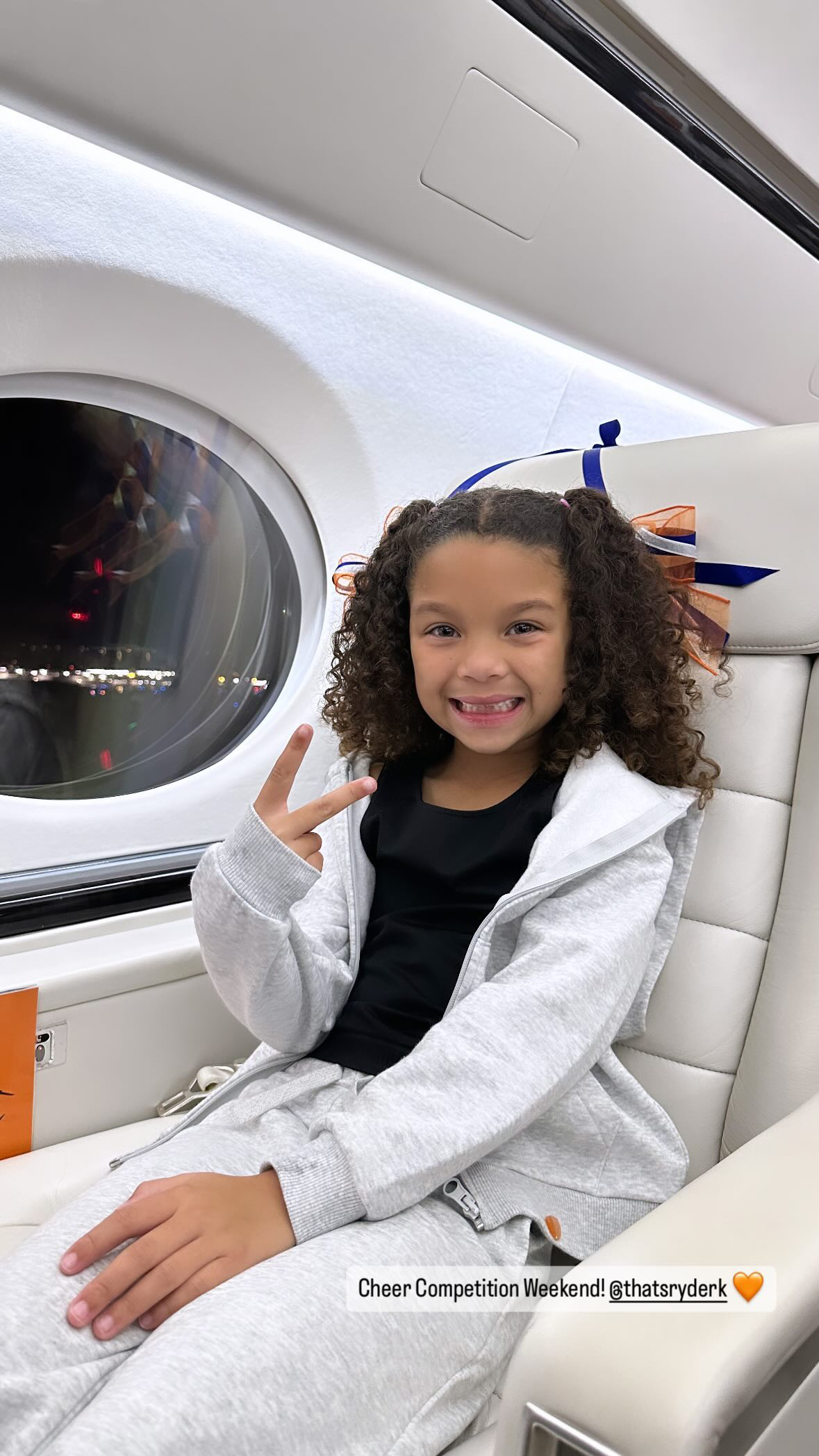 She shared photos and videos of her young daughter, Ryder, taking her first ride on a private jet