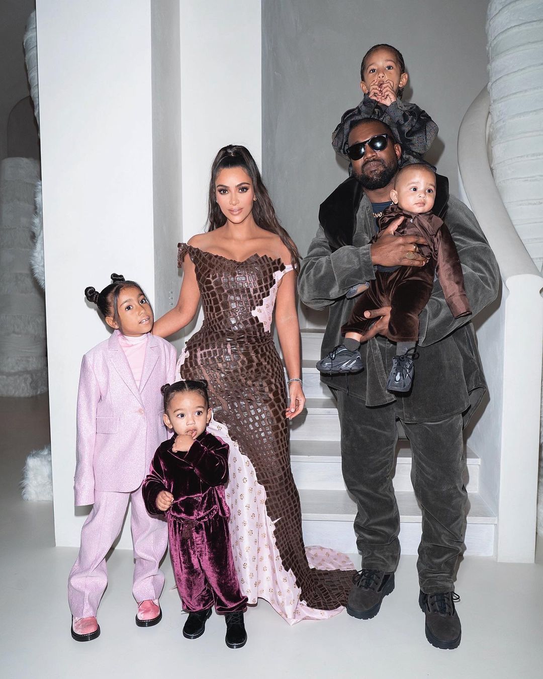 Kim and Kanye share children North, Saint, Chicago, and Psalm