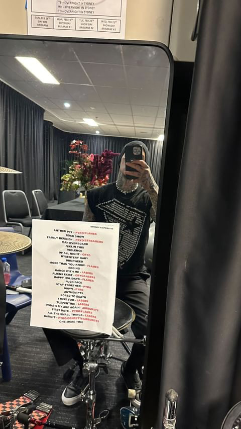 Travis Barker showed off the setlist for his concert in Australia