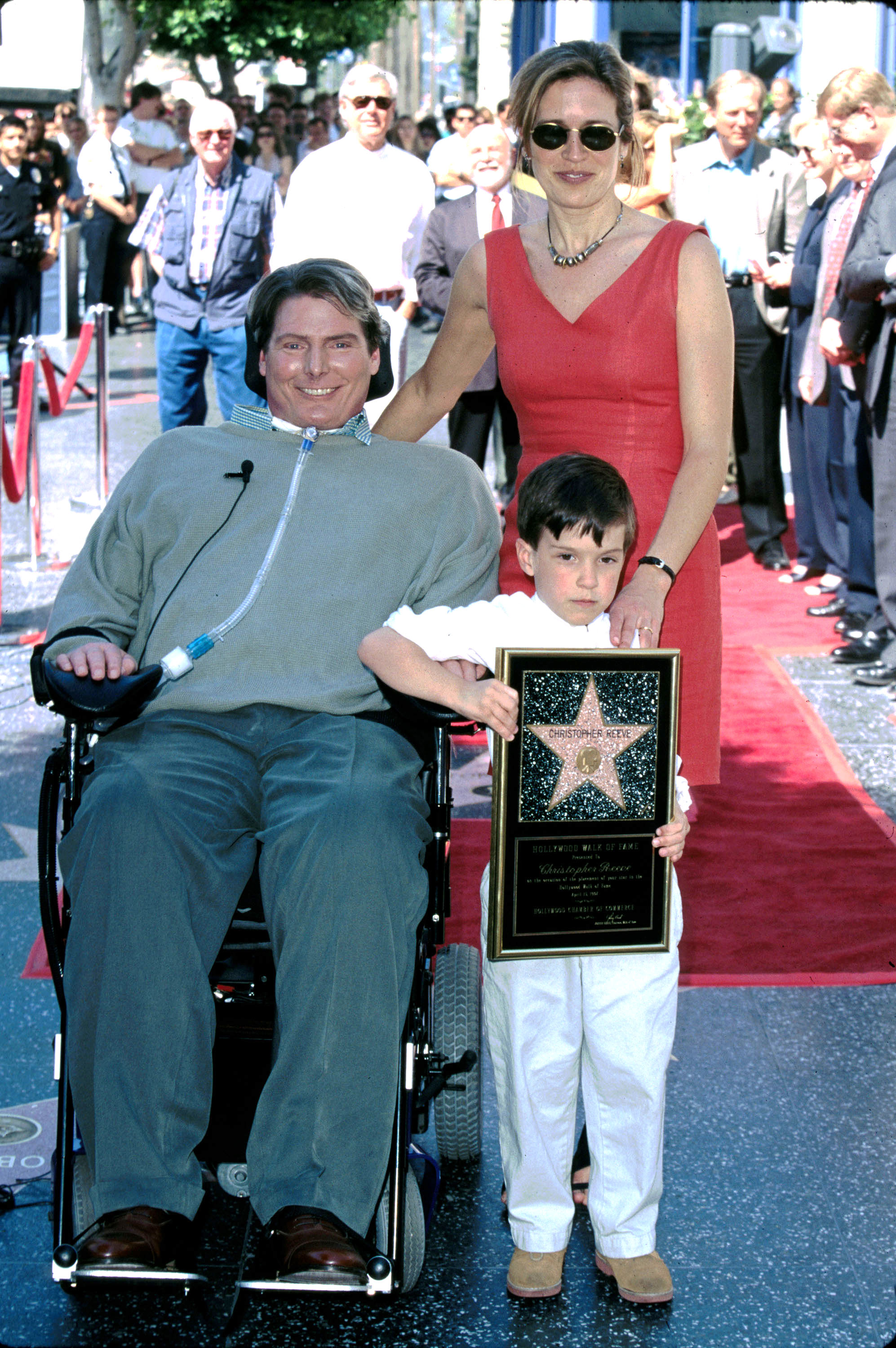 Christopher Reeve, Dana Reeve, and Will Reeve during Christopher Reeve Honored with a Star on the Hollywood Walk of Fame at Hollywood Boulevard in Hollywood, California