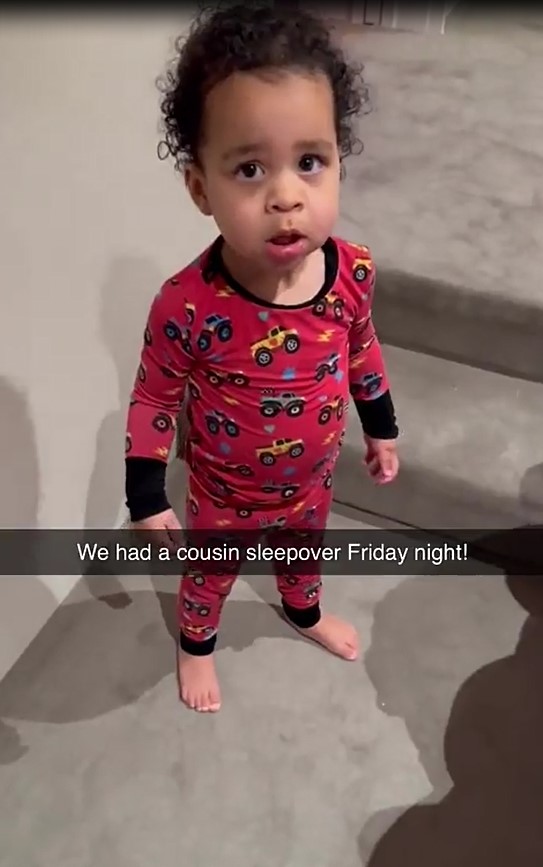 Khloe urged Tatum to say 'Yay!' as he rocked his cool PJs
