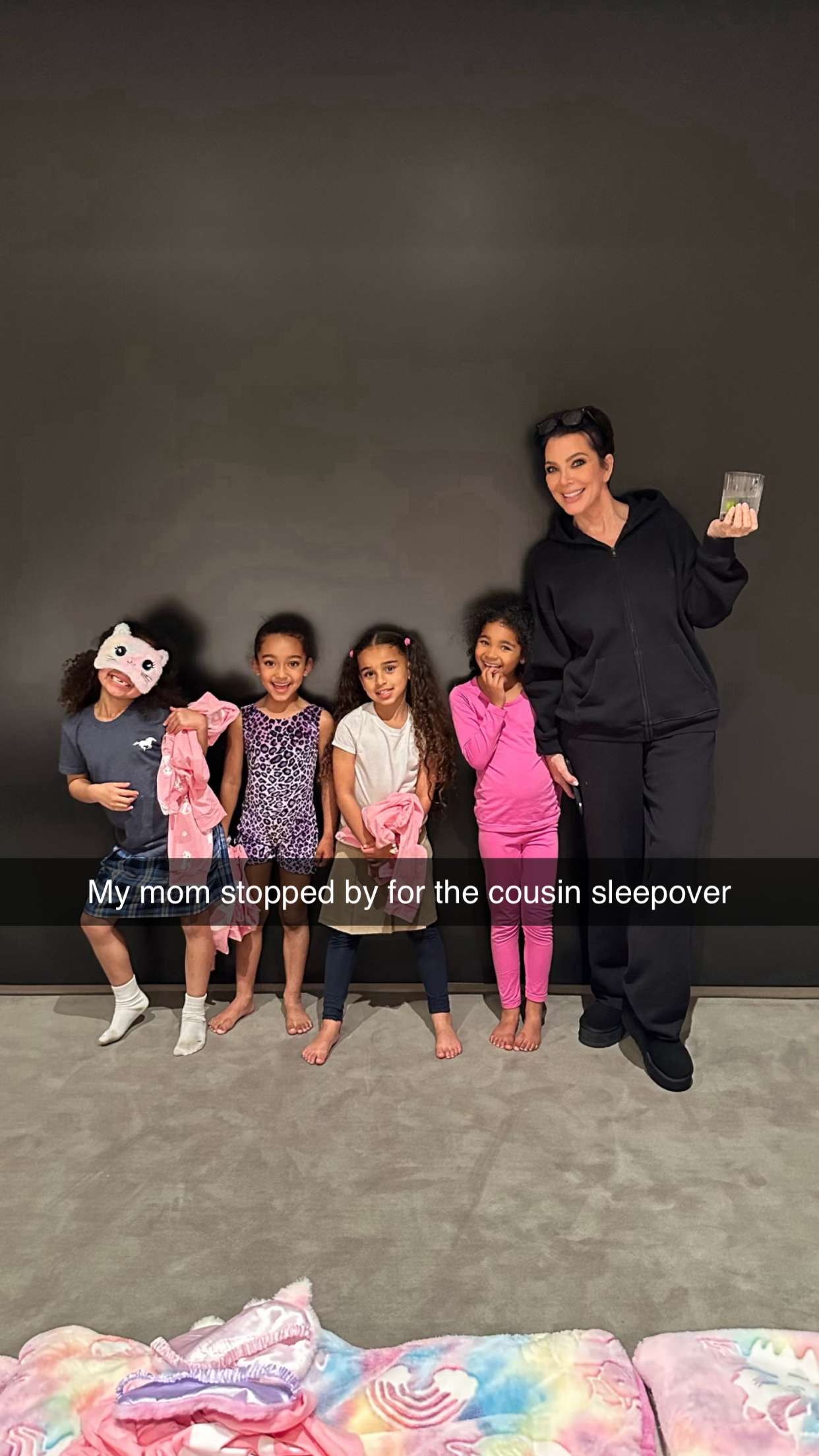 Cousins Dream Kardashian, Chicago West, Stormi Webster and older sister True posed with Kris Jenner