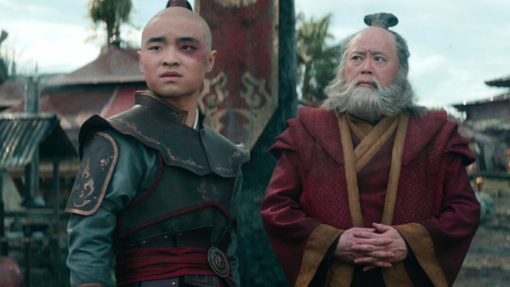 Zuko, Dallas Liu, and Iroh in Avatar the Last Airbender Live-action