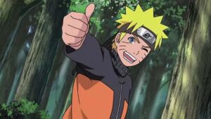 Naruto giving a thumbs up, a Naruto live-action movie is on the way