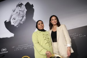 Olfa Hamrouni, protagonist of 'Four Daughters,' and actress Hind Sabri attend at the 2023 Cannes Film Festival.
