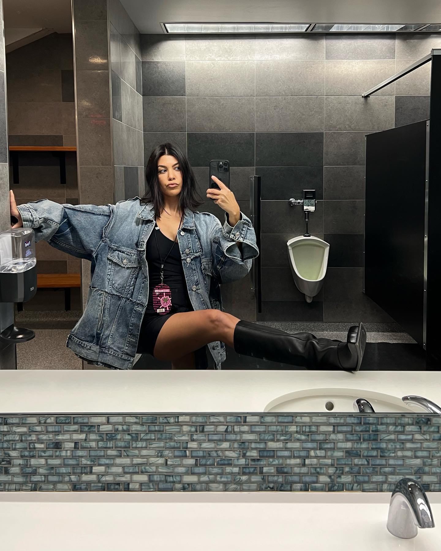 The Hulu star is a repeat offender, often sharing selfies from public bathrooms