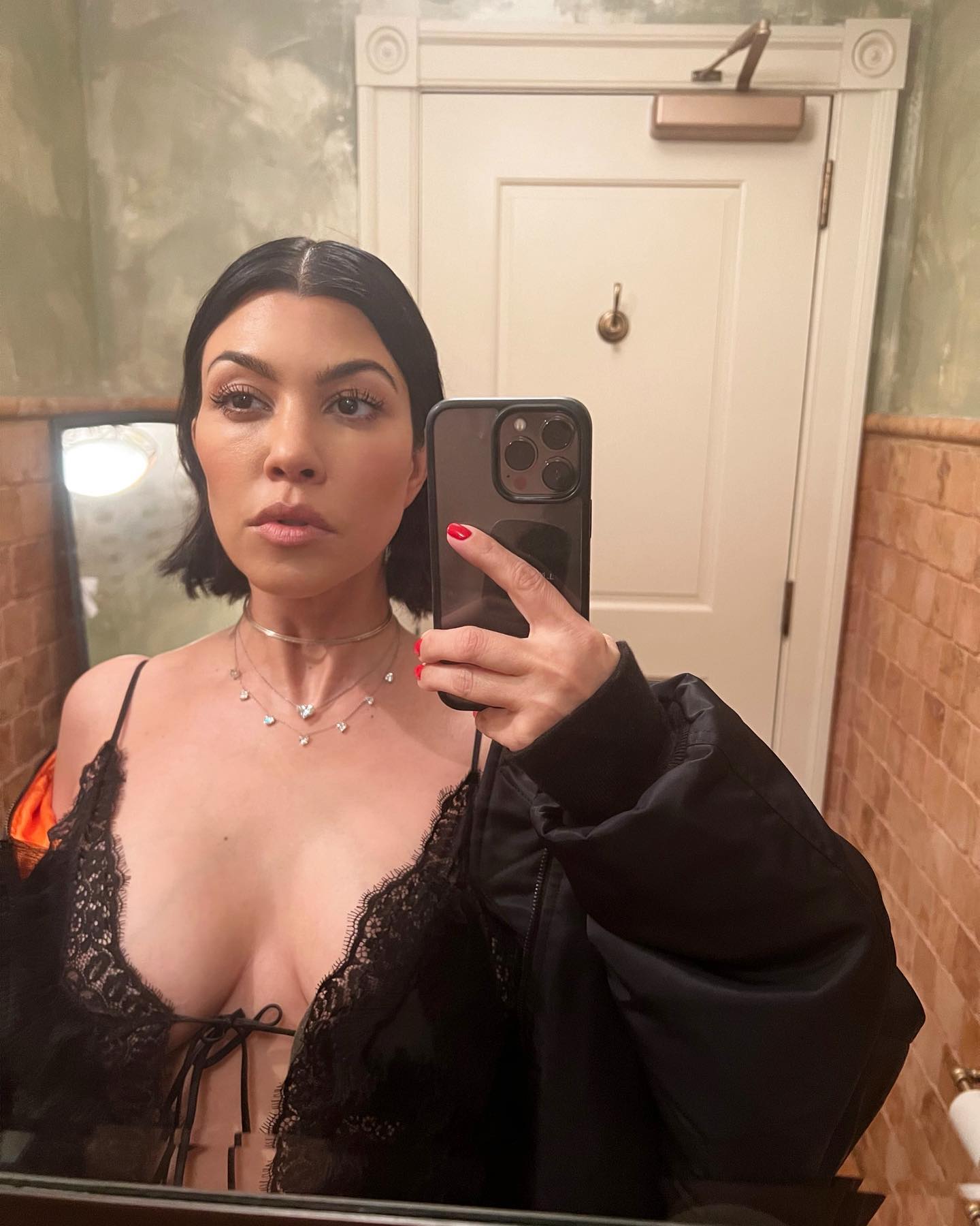 One time, Kourtney even showed off her lingerie on her Instagram Story while taking a bathroom mirror selfie