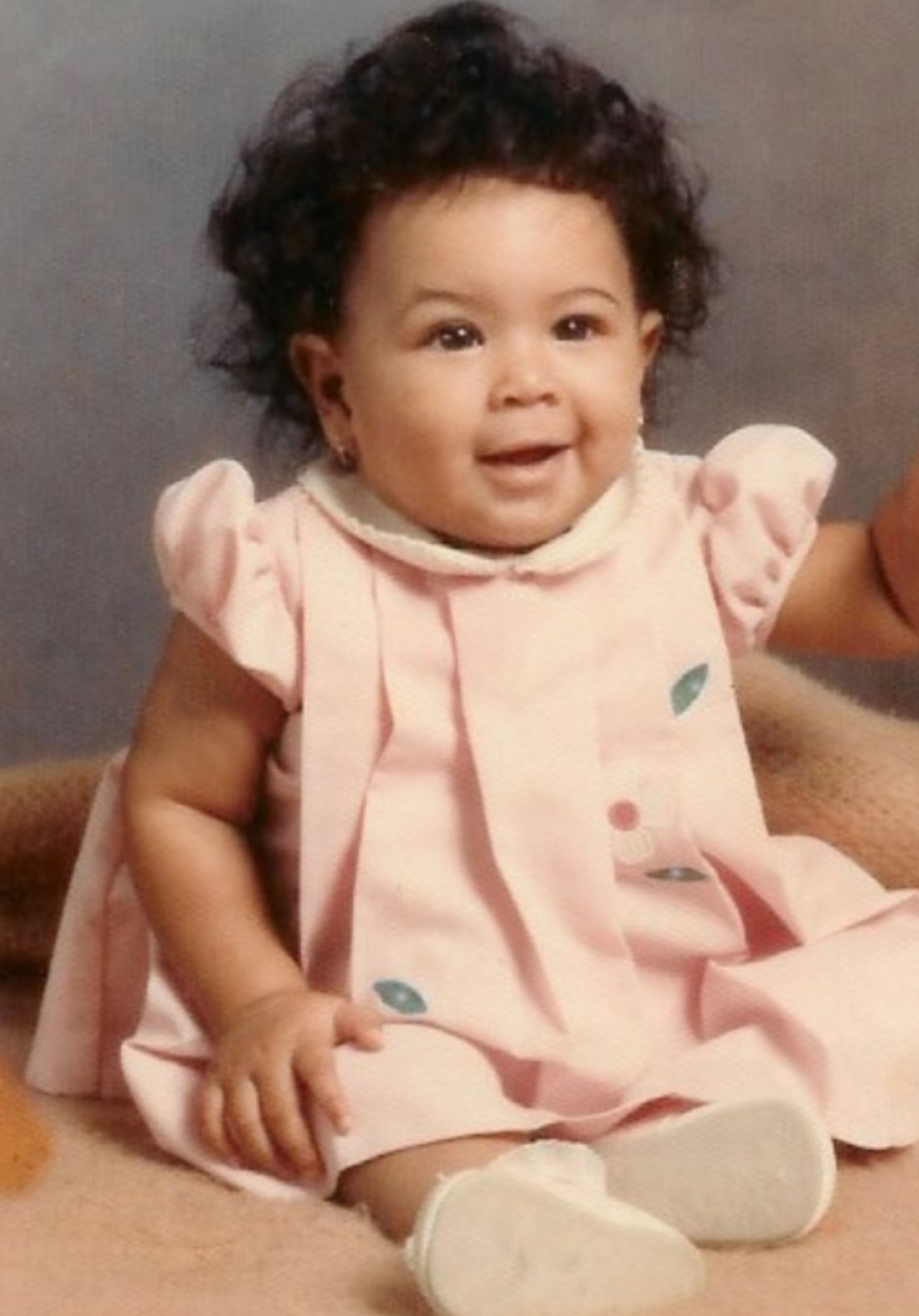 Beyonce, who was born in Houston, Texas, pictured as a baby